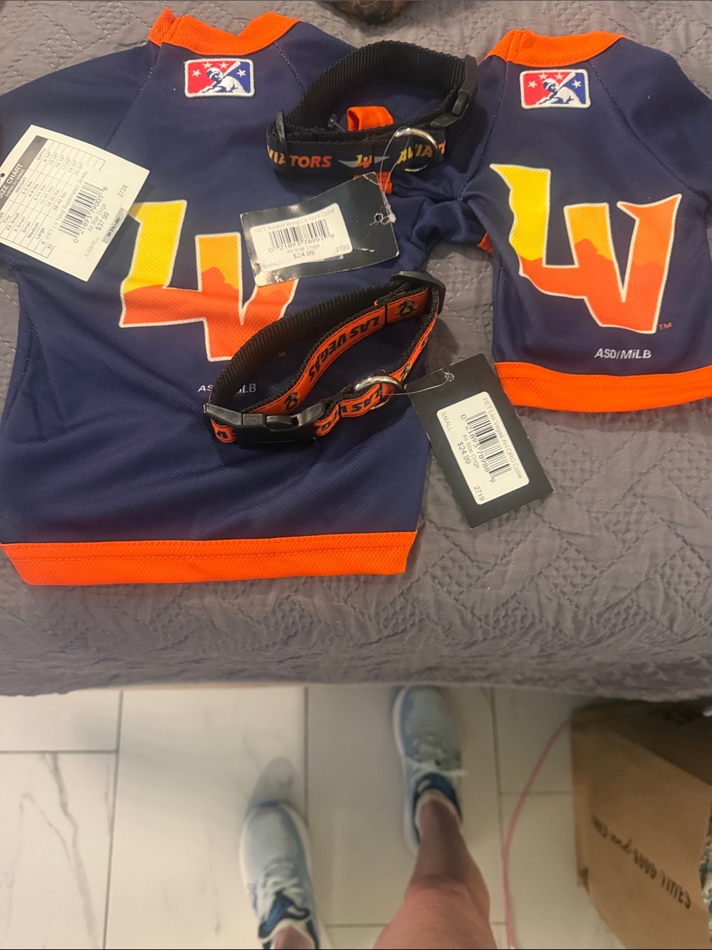 Blue & Orange WV Baseball Pet Jersey with Matching Collars